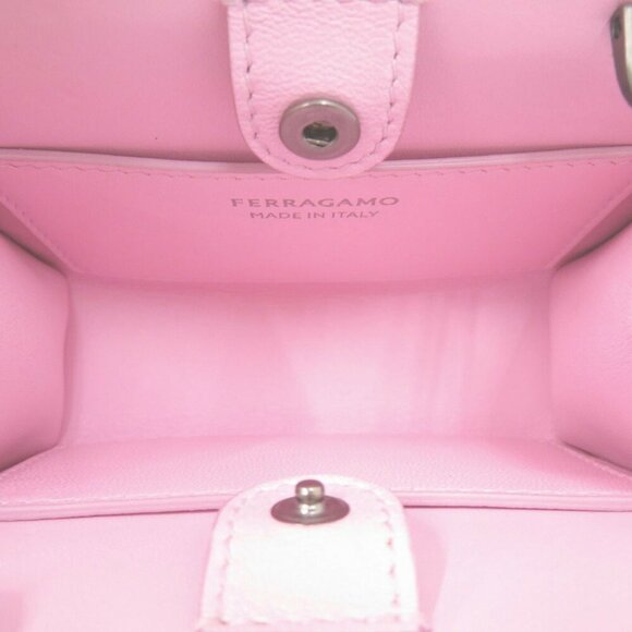 SALVATORE FERRAGAMO Wanda Chain Shoulder Bag 213984 Calf Leather Pink 0559 - Picture 7 of 10